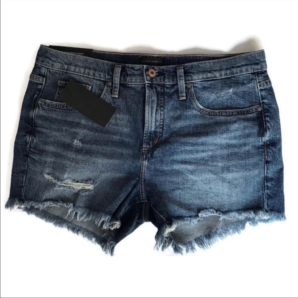 SILVER Not Your Boyfriends Shorts High Rise Cut Off Size 30 Inseam 3.5” NWT